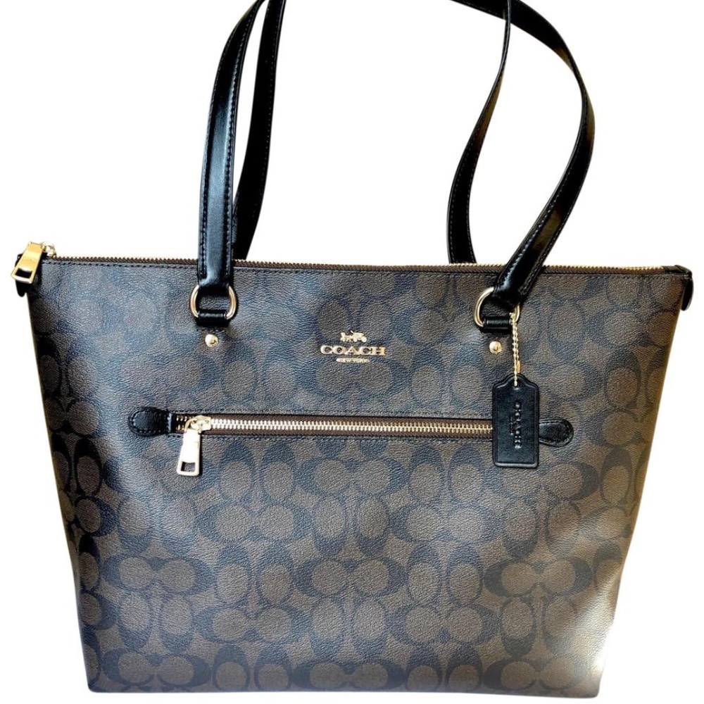Coach Gallery Black Brown Coated Canvas Tote